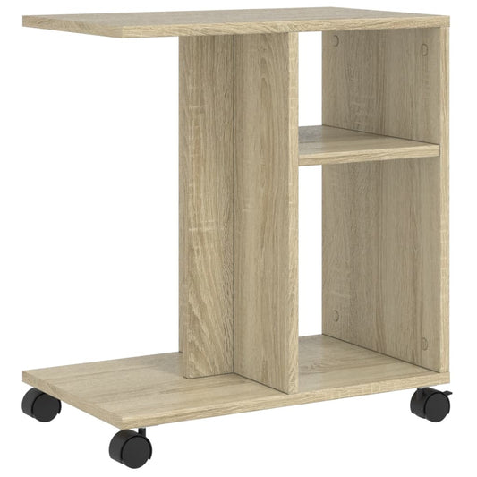 Sidebord med hjul sonoma eik 50x30x55 cm konstruert tre