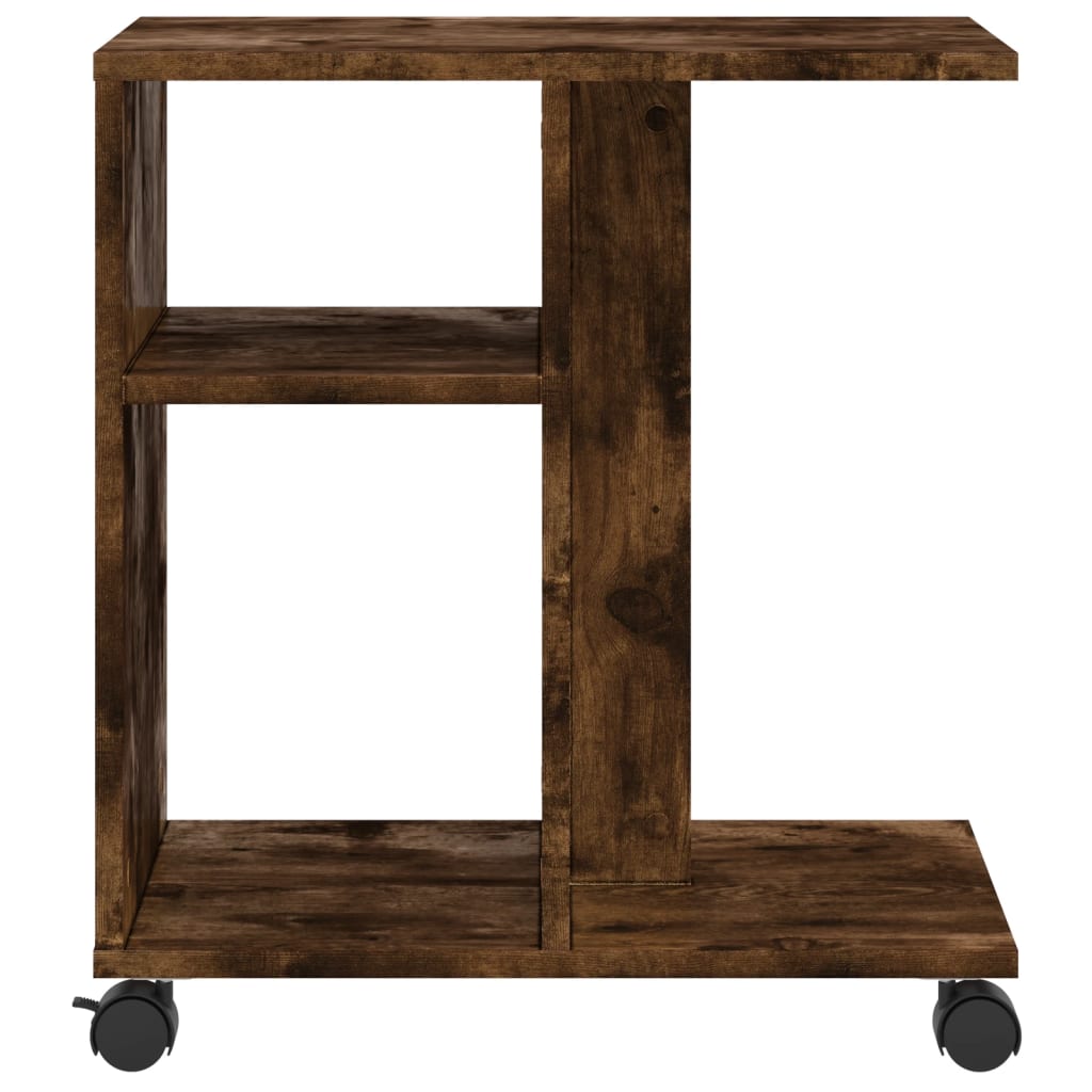 Sidebord med hjul røkt eik 50x30x55 cm konstruert tre