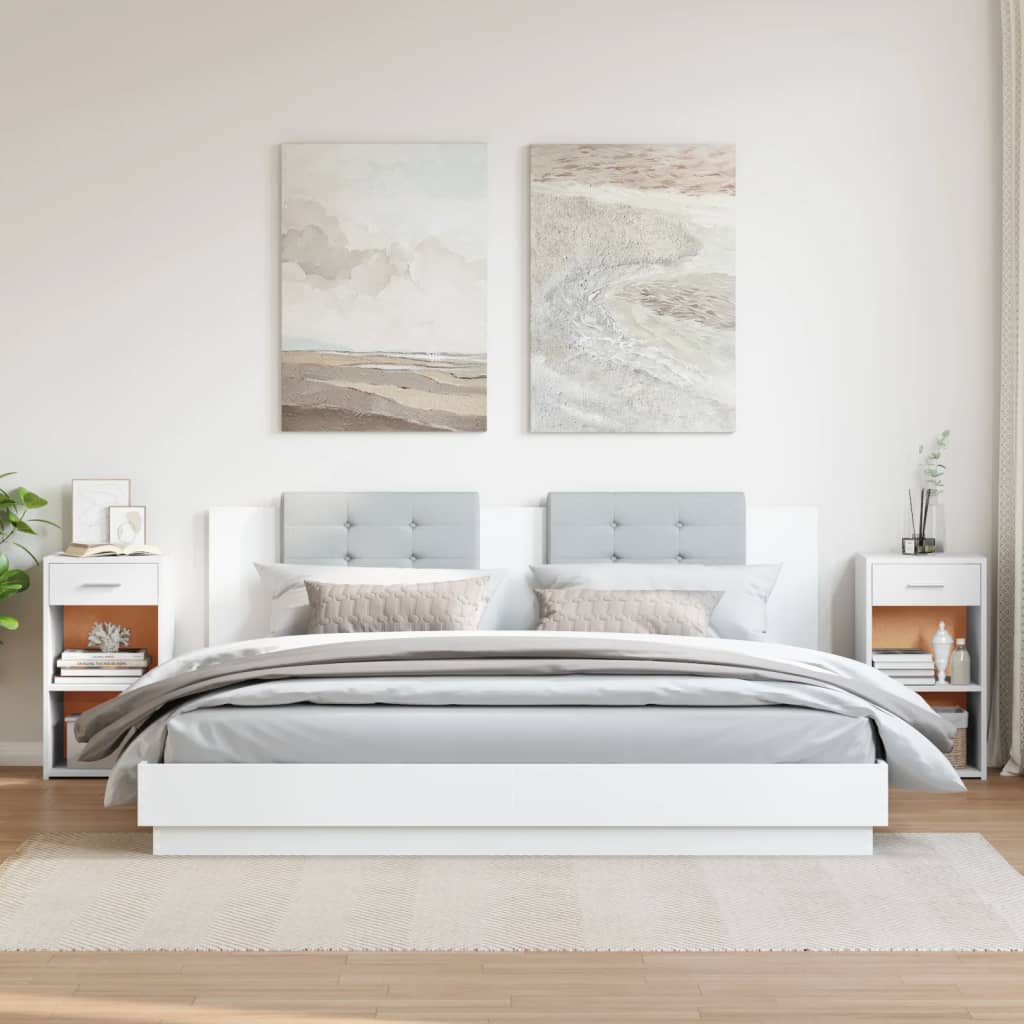 Nattbord 2 stk hvit 35x34x65 cm konstruert tre