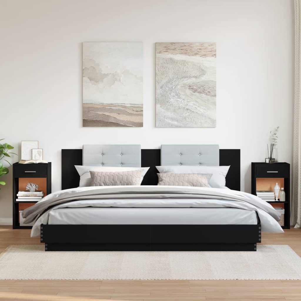 Nattbord 2 stk svart 35x34x65 cm konstruert tre