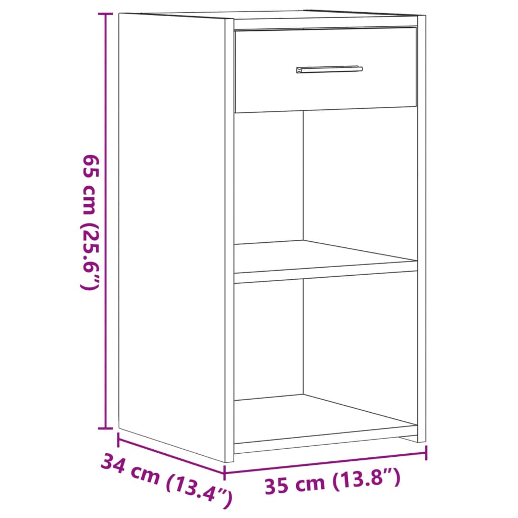 Nattbord røkt eik 35x34x65 cm konstruert tre