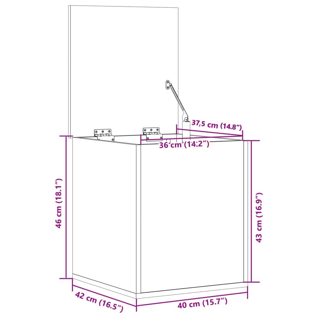 Oppbevaringsboks hvit 40x42x46 cm konstruert tre