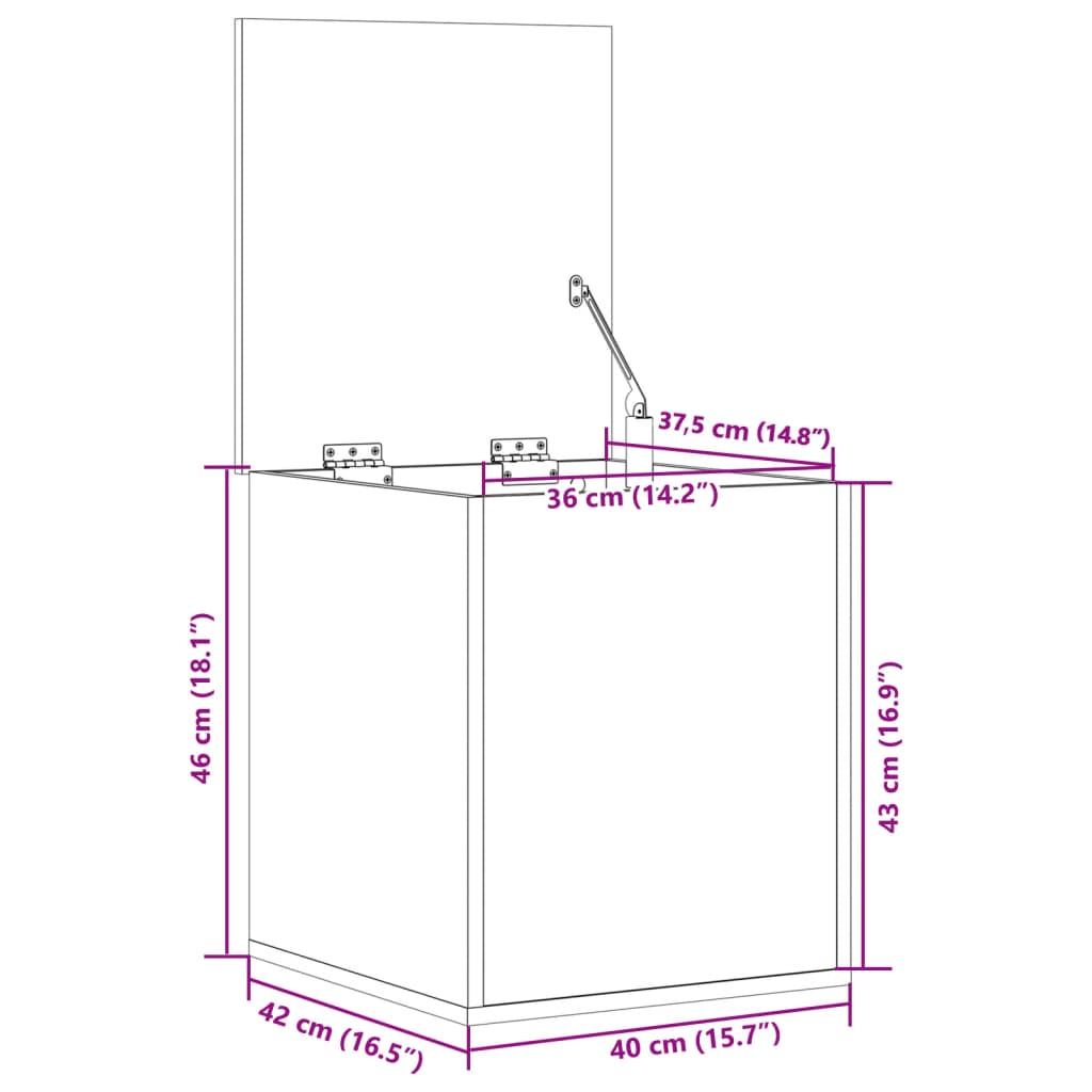 Oppbevaringsboks svart 40x42x46 cm konstruert tre