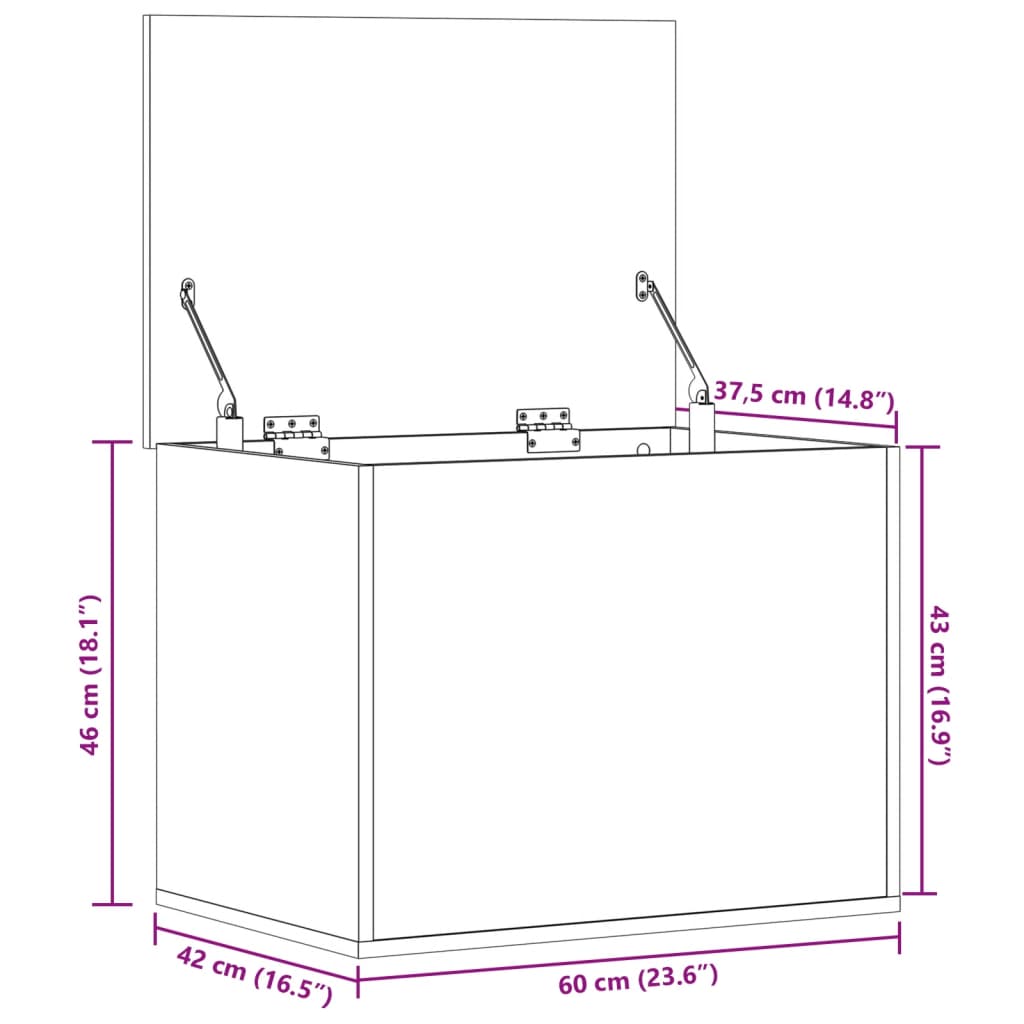 Oppbevaringsboks sonoma eik 60x42x46 cm konstruert tre