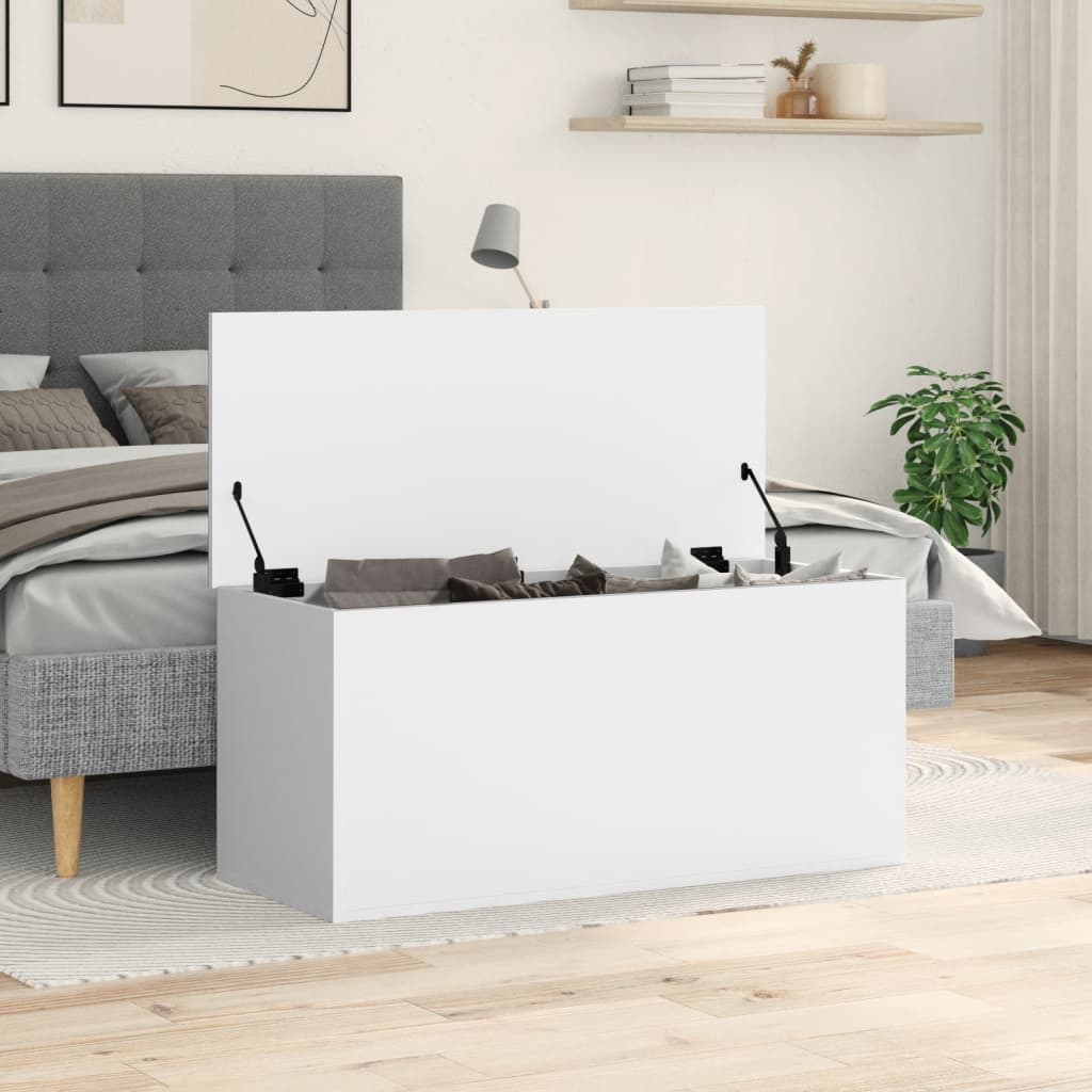 Oppbevaringsboks hvit 100x42x46 cm konstruert tre