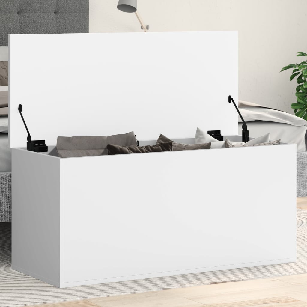 Oppbevaringsboks hvit 100x42x46 cm konstruert tre