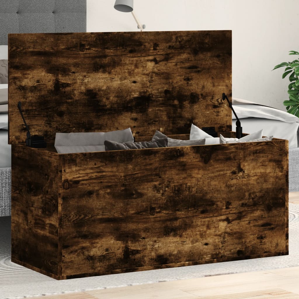 Oppbevaringsboks røkt eik 100x42x46 cm konstruert tre