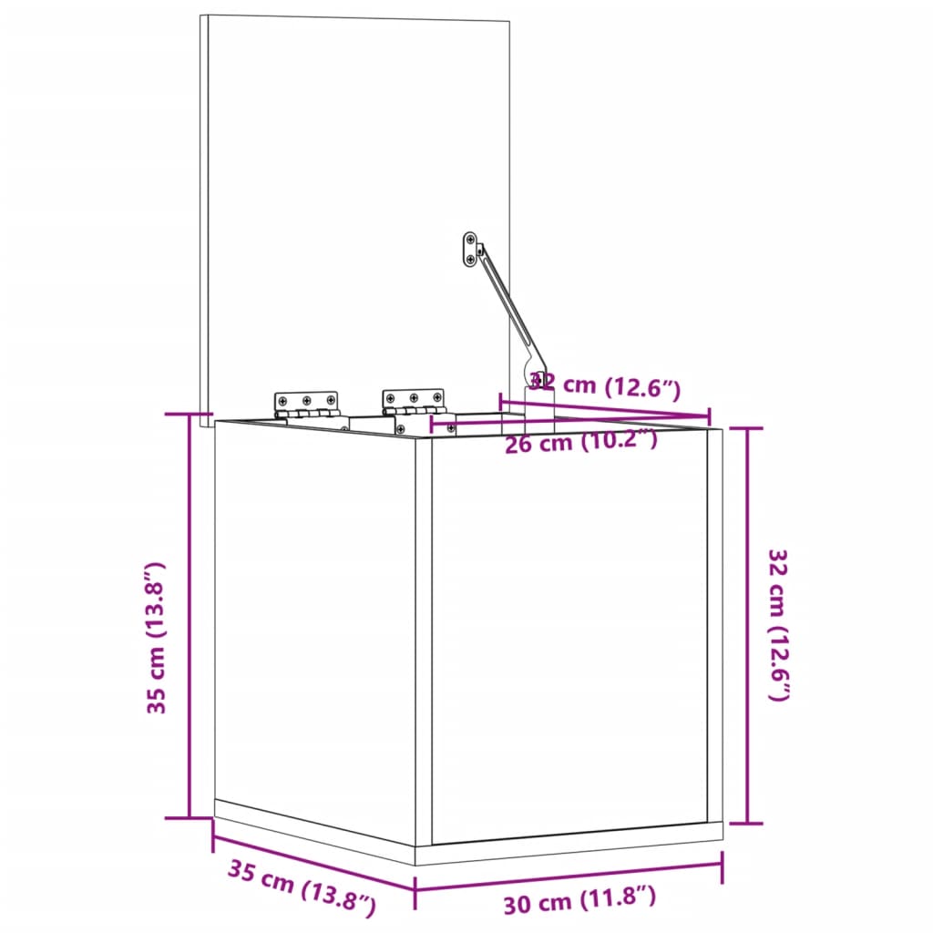 Oppbevaringsboks hvit 30x35x35 cm konstruert tre