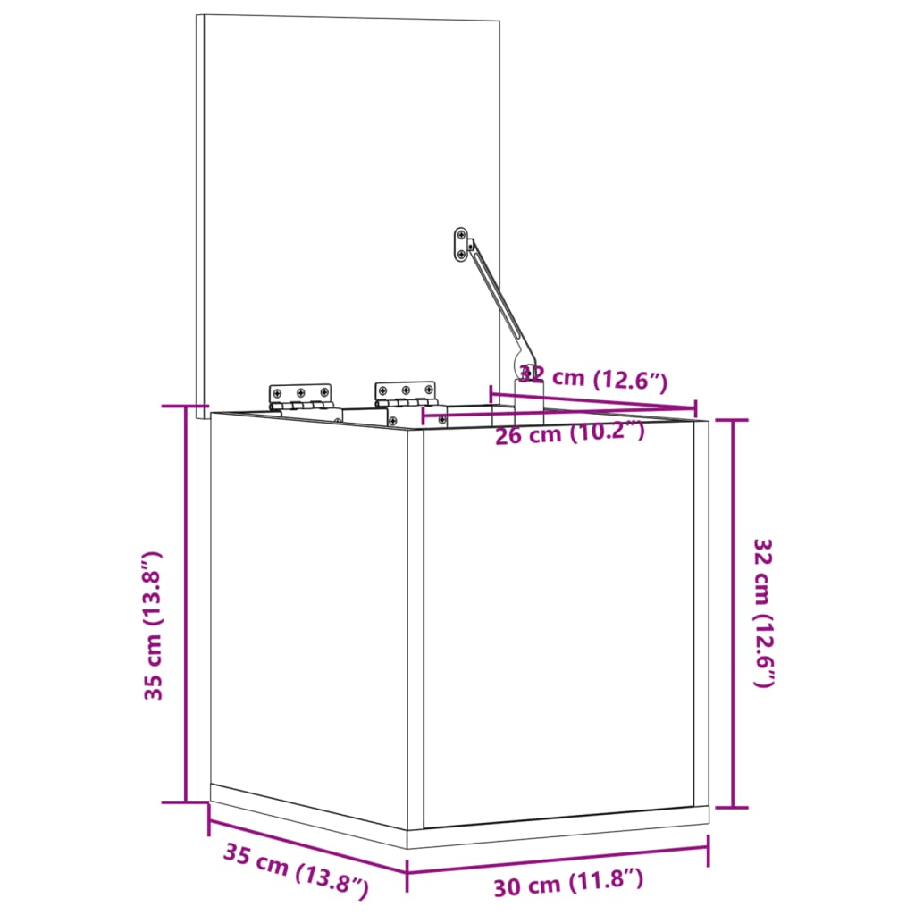 Oppbevaringsboks brun eik 30x35x35 cm konstruert tre