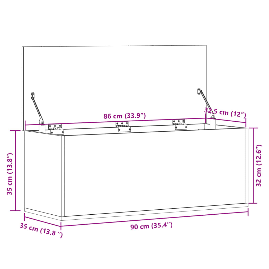 Oppbevaringsboks sonoma eik 90x35x35 cm konstruert tre