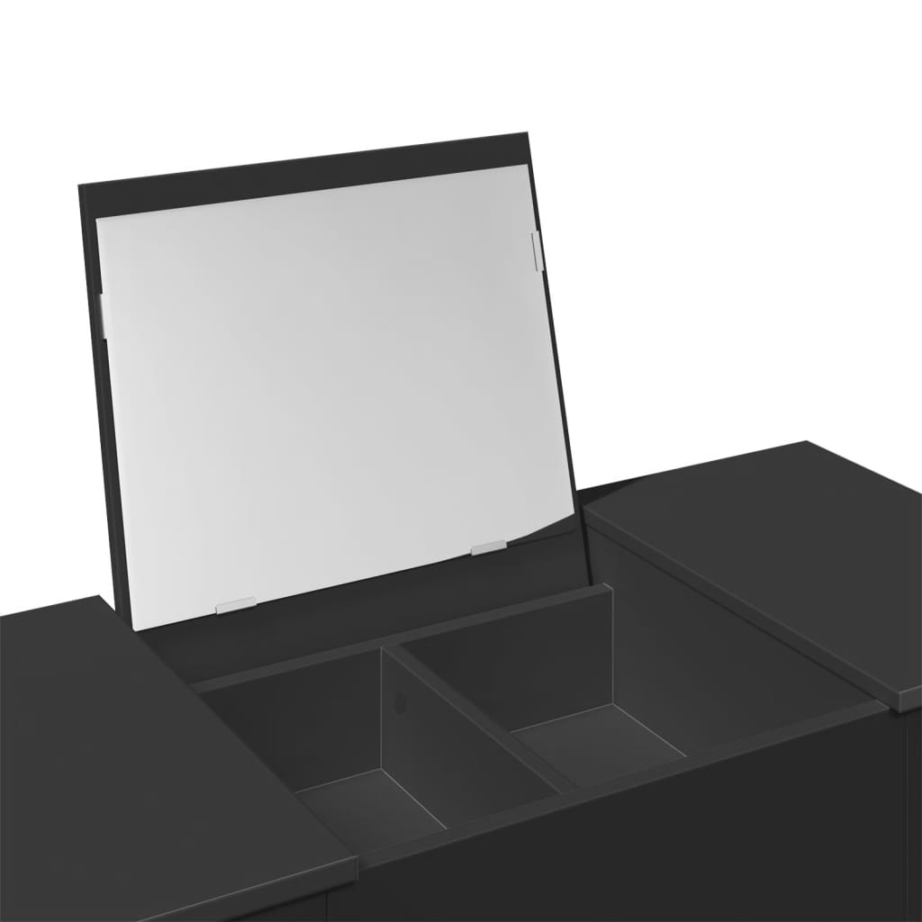Sminkebord med speil svart 100x45x76 cm