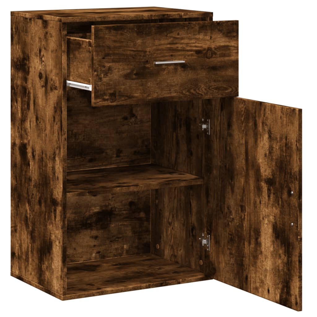 Oppbevaringsskap røkt eik 56,5x39x90 cm konstruert tre