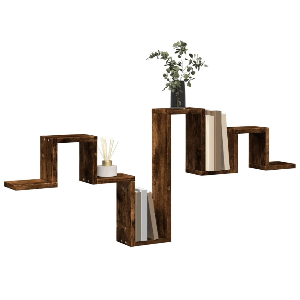 Vegghylle røkt eik 104,5x10x43 cm konstruert tre