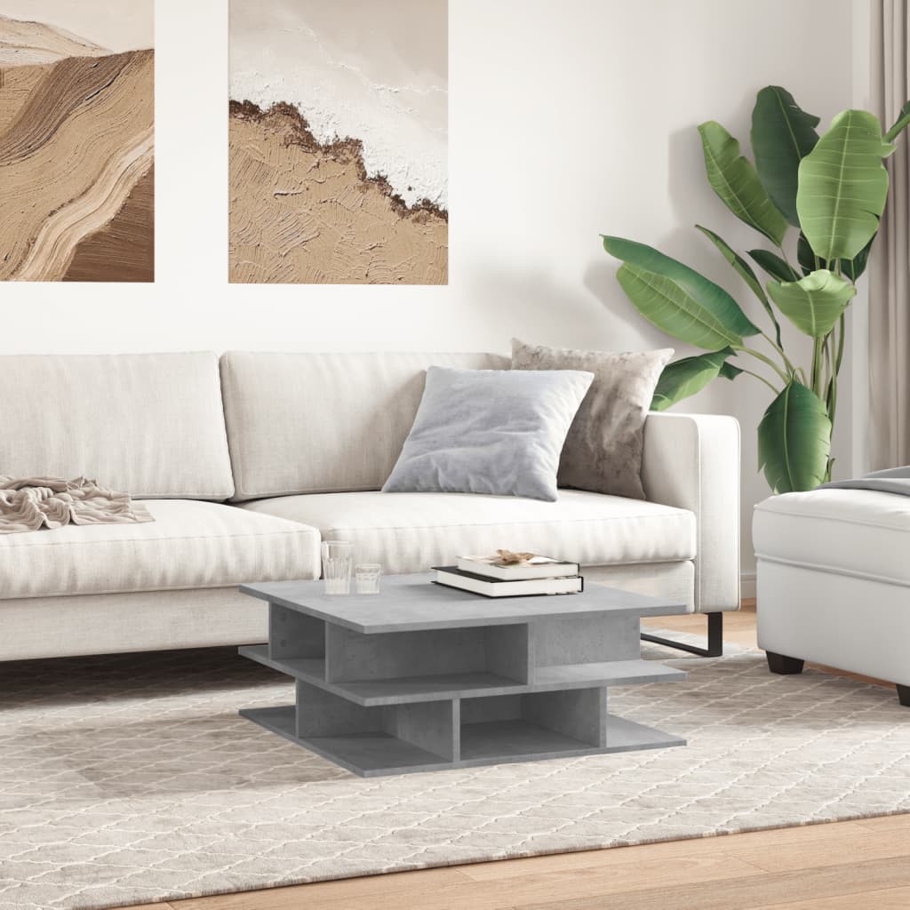 Salongbord betonggrå 70x70x29 cm konstruert tre
