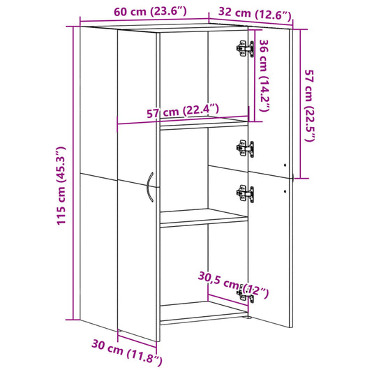 Arkivskap sonoma eik 60x32x115 cm konstruert tre vidaXL