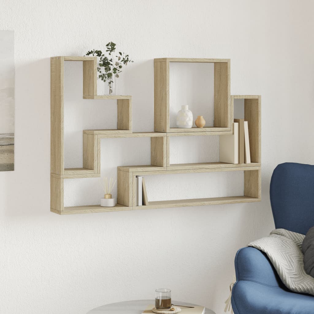 Vegghylle sonoma eik 96x12x64 cm konstruert tre