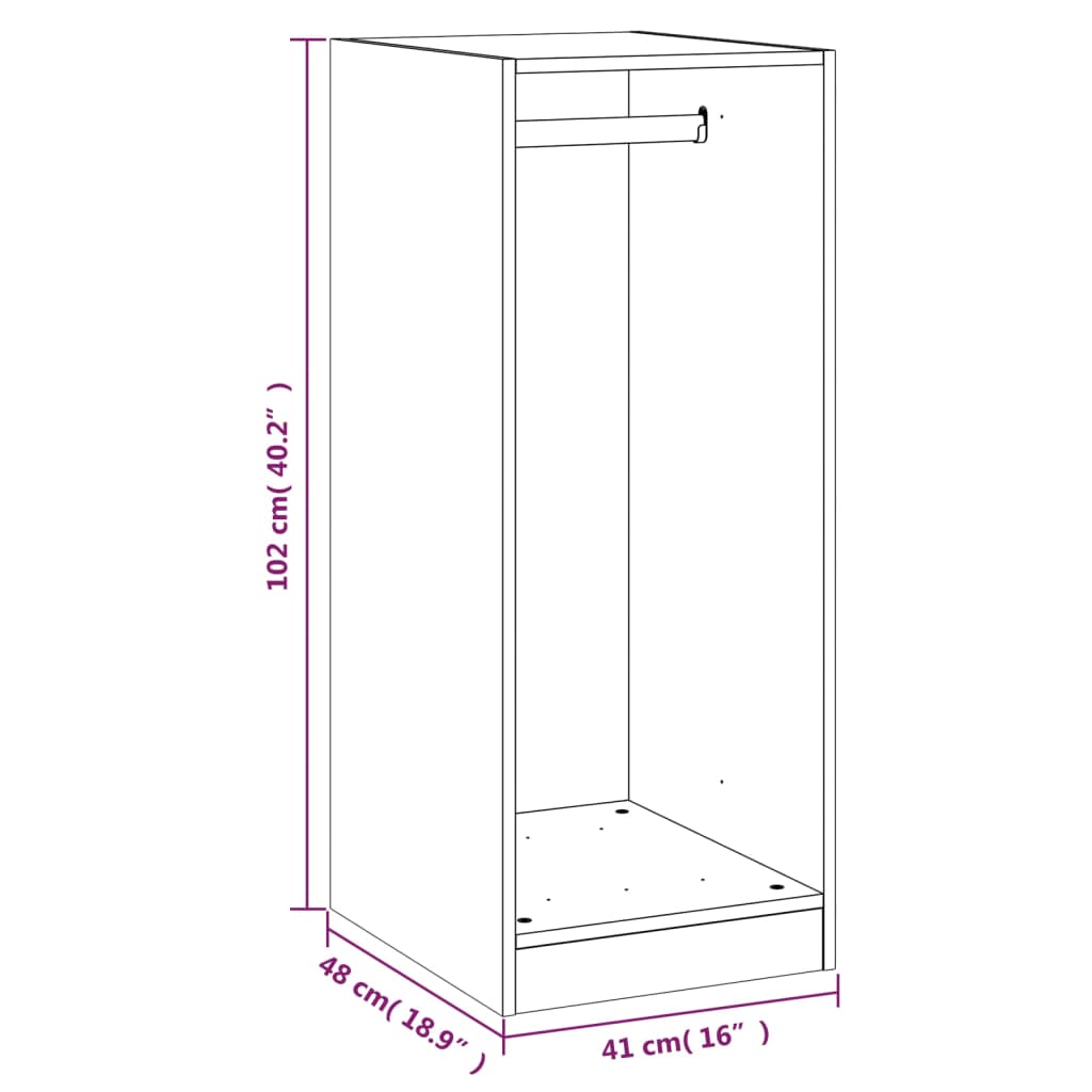 Garderobe betonggrå 48x41x102 cm konstruert tre vidaXL