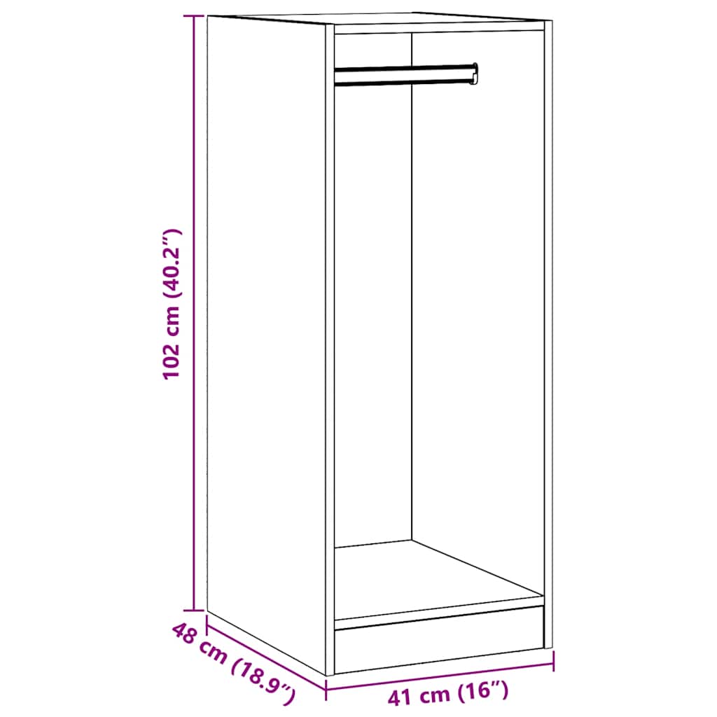 Garderobe grå sonoma 48x41x102 cm konstruert tre