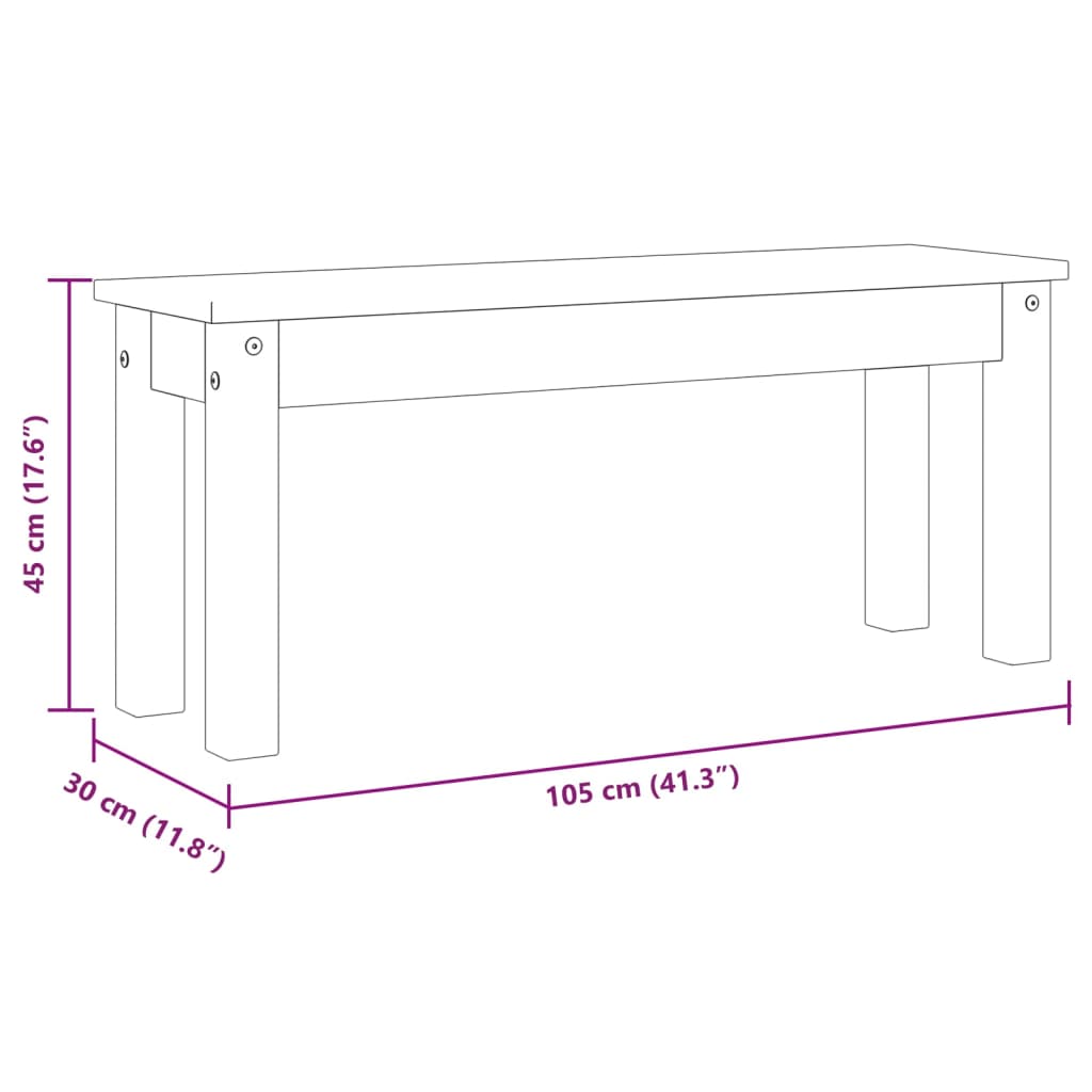 Spisebenk PANAMA 105x30x45 cm heltre furu