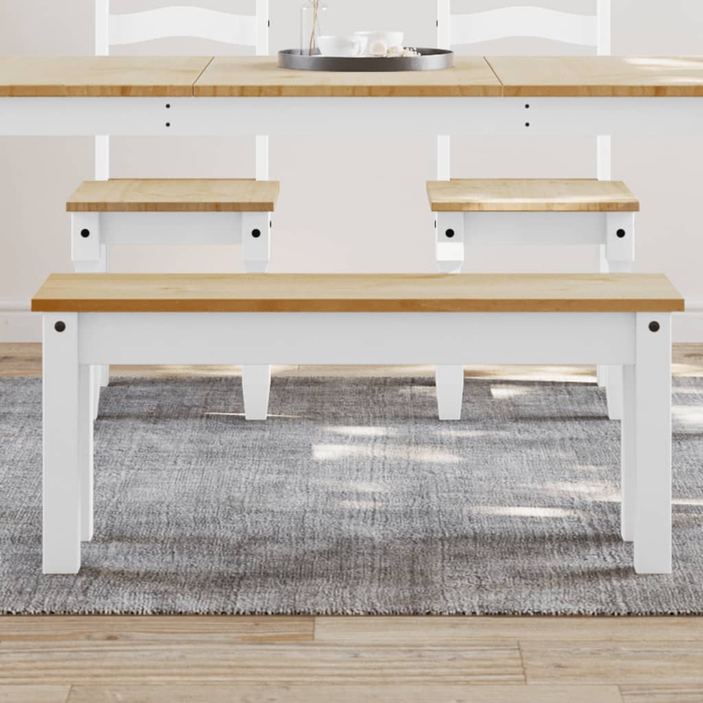 Skobenk PANAMA hvit 105x30x45 cm heltre furu
