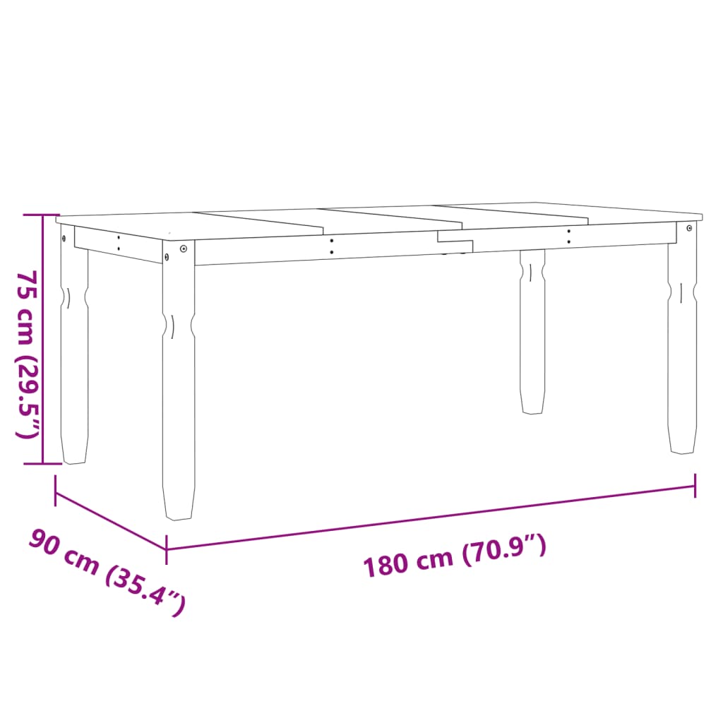 Spisebord Corona 180x90x75 cm heltre furu