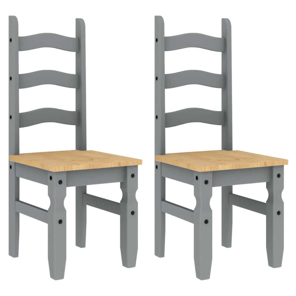 Spisestoler 2 stk Corona grå 42x47x107 cm heltre furu