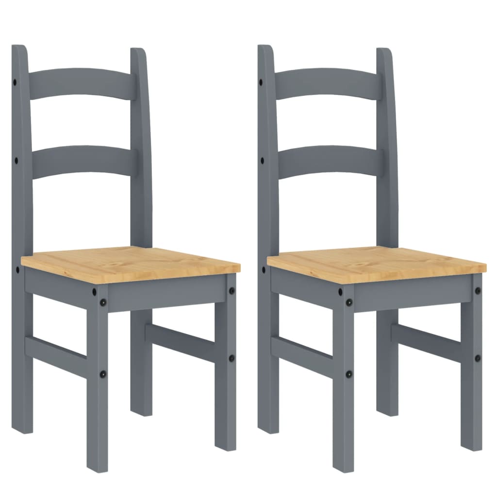 Spisestoler 2 stk grå 40x46x99 cm heltre furu