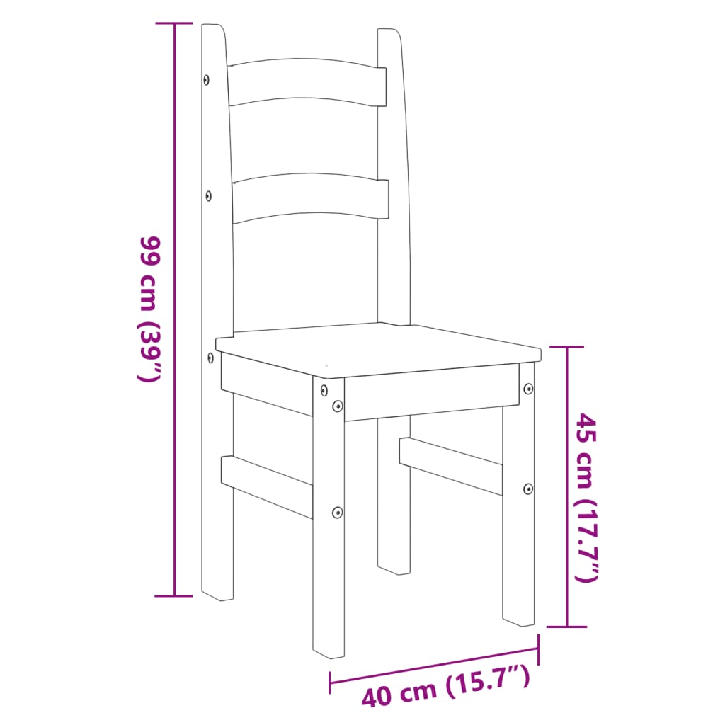Spisestoler 2 stk grå 40x46x99 cm heltre furu