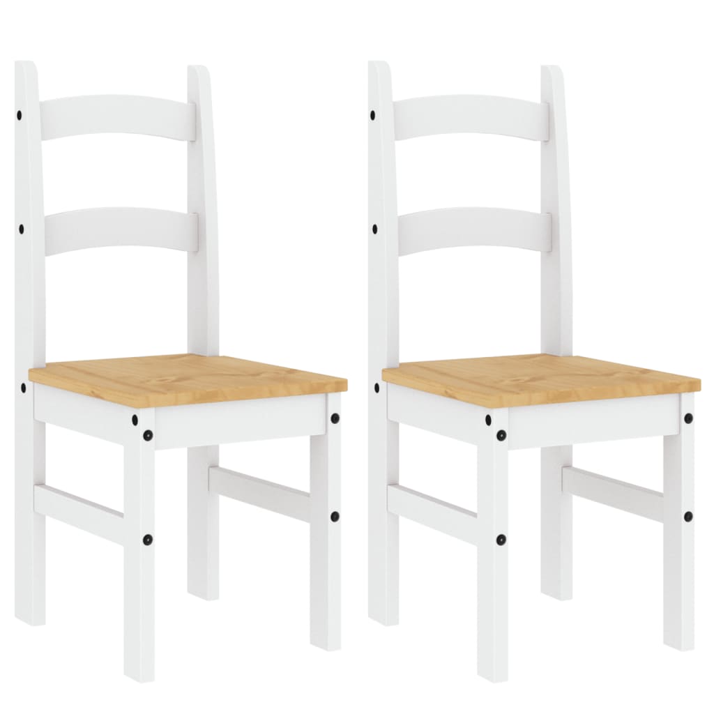 Spisestoler 2 stk hvit 40x46x99 cm heltre furu