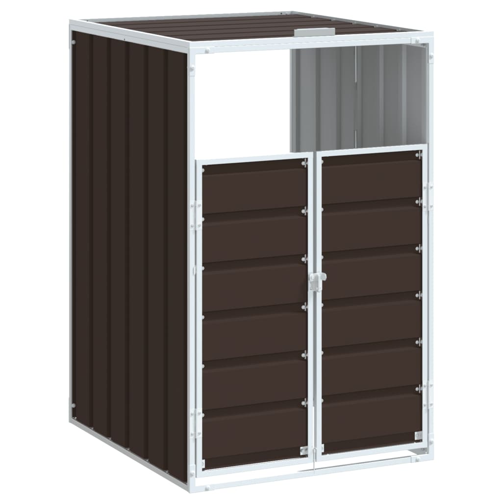 Søppeldunkskur for enkelt dunk brun 72x81x115 cm stål vidaXL