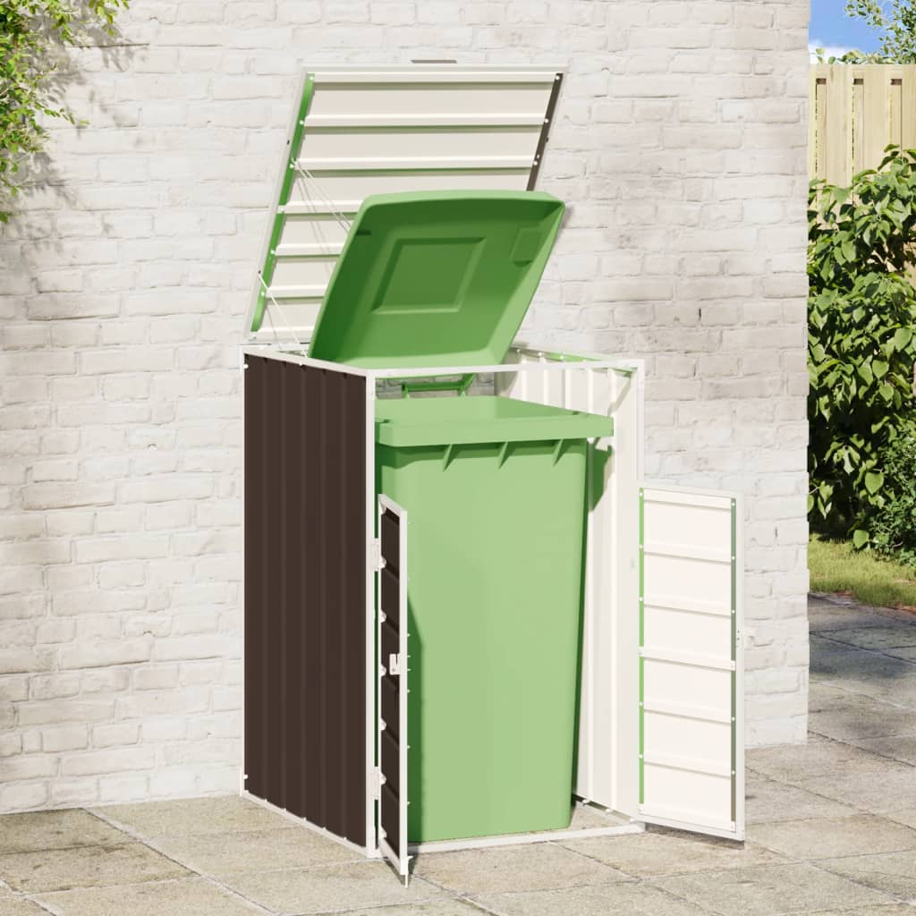 Søppeldunkskur for enkelt dunk brun 72x81x115 cm stål vidaXL