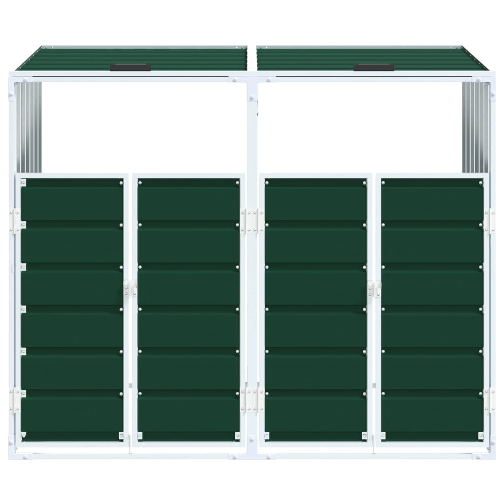 Søppeldunkskur for 2 dunker Grønn 144x81x113 cm Stål