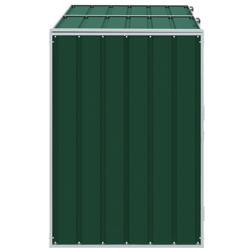 Søppeldunkskur for 2 dunker Grønn 144x81x113 cm Stål