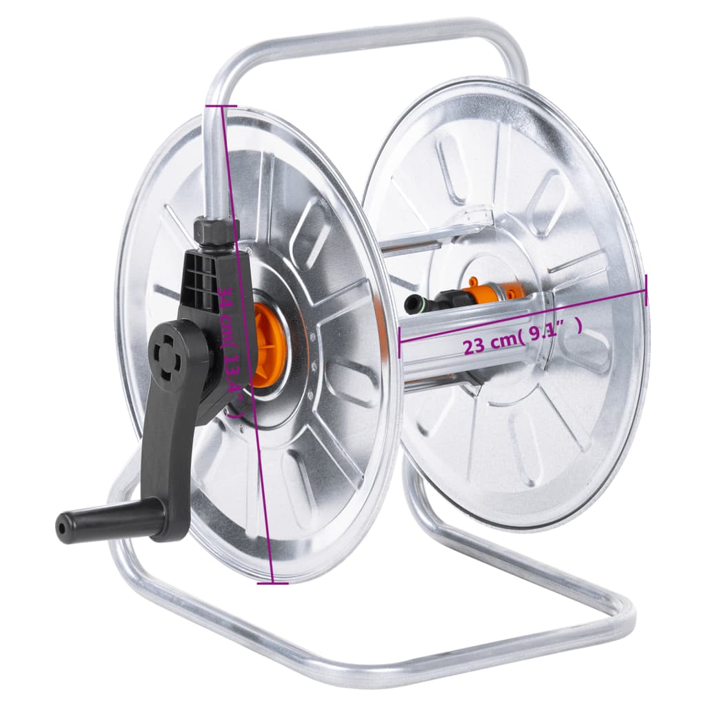 Slangetrommel vegghengt for 50 m 1/2" slange stål