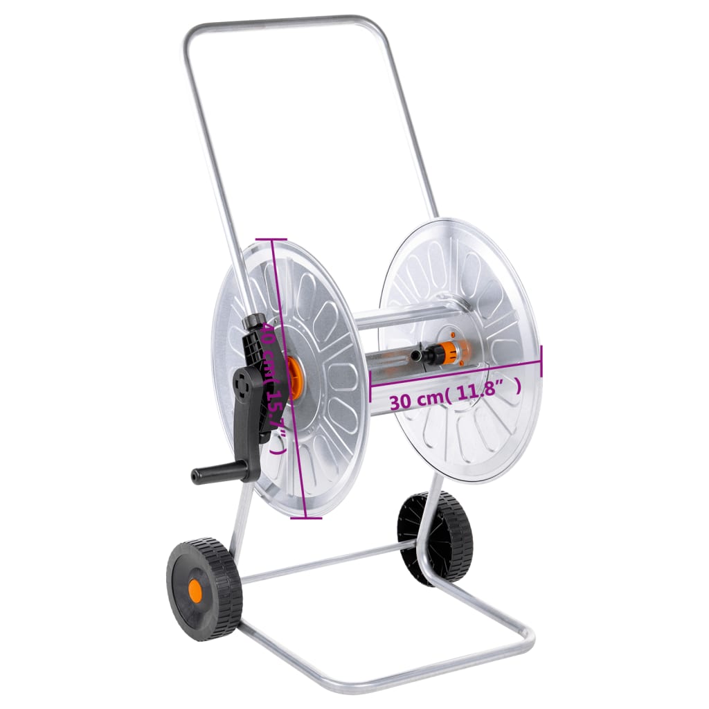 Slangetrommelvogn for 80 m 1/2" eller 50 m 3/4" slange stål