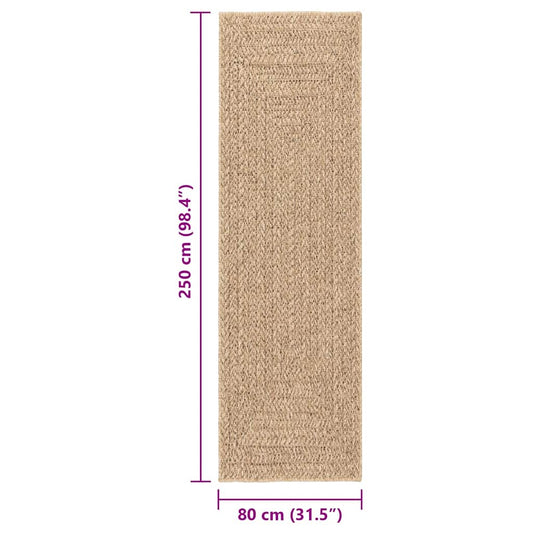 Teppe ZIZUR 80x250 cm jute-utseende innendørs og utendørs