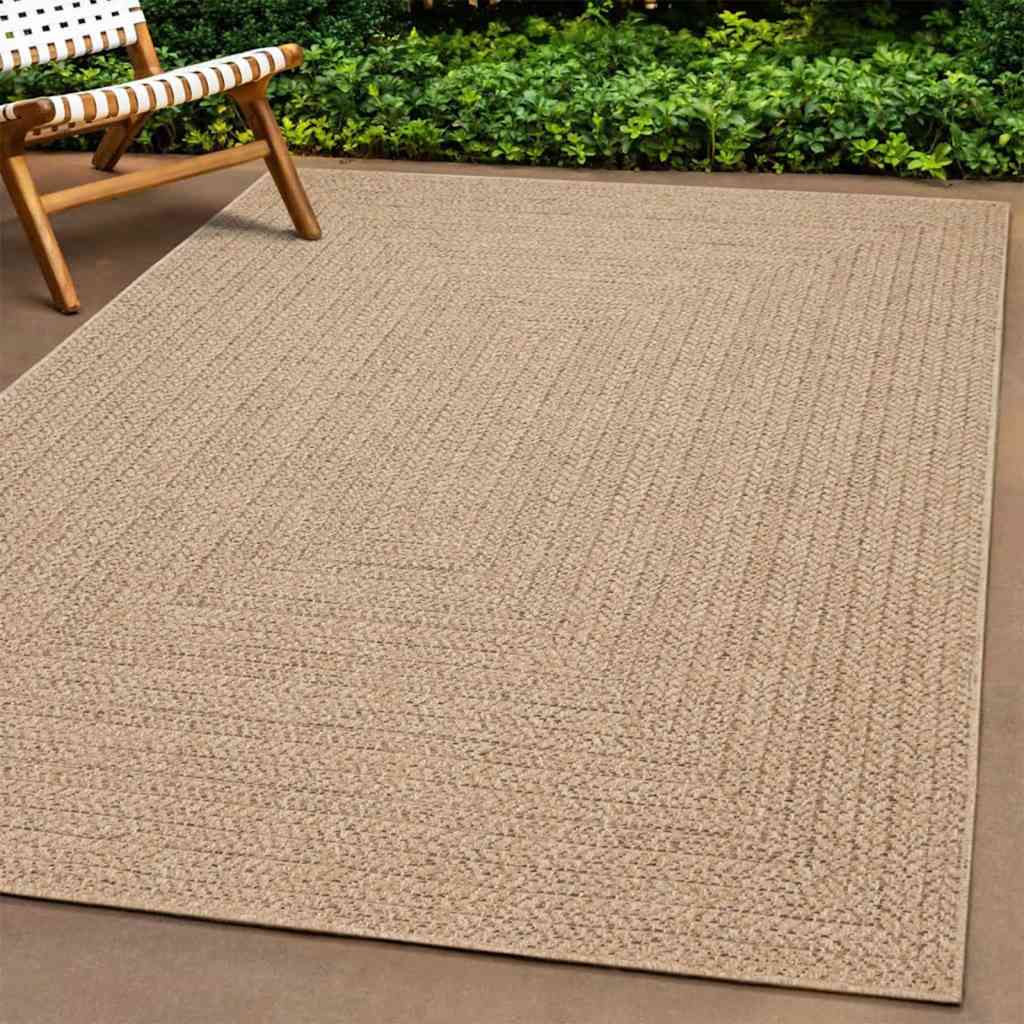 Teppe ZIZUR 120x120 cm jute-utseende innendørs og utendørs