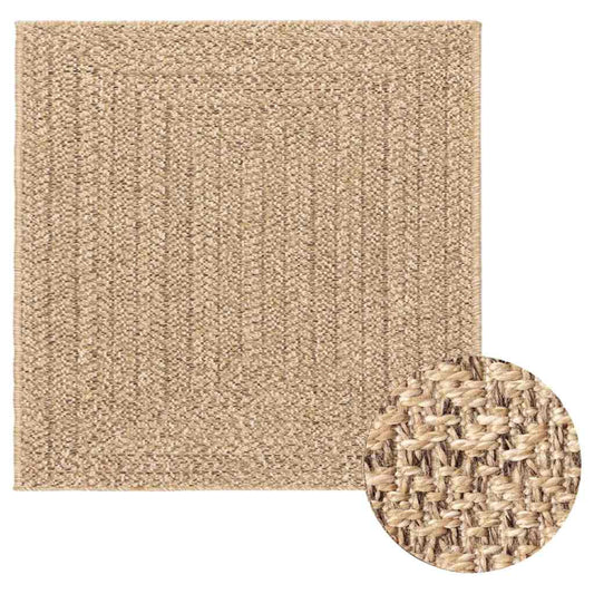 Teppe ZIZUR 200x200 cm jute-utseende innendørs og utendørs