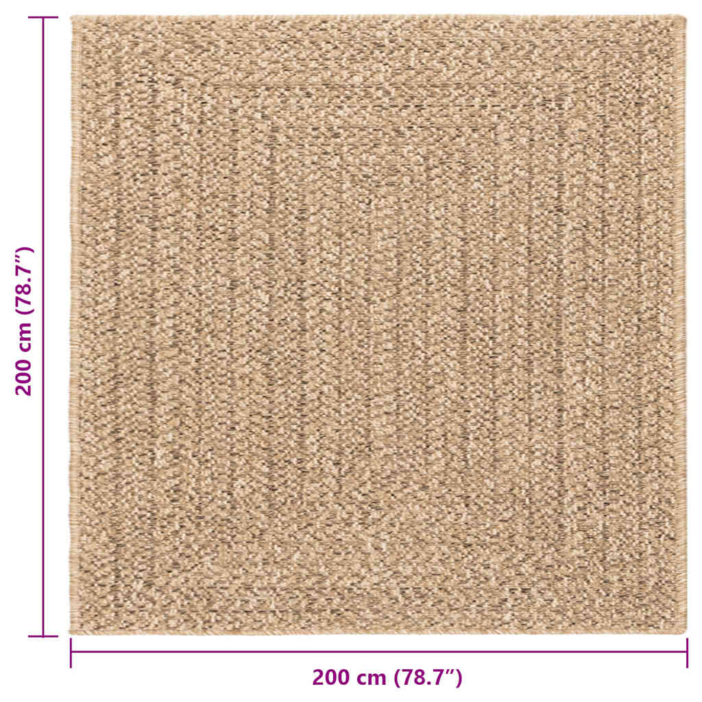 Teppe ZIZUR 200x200 cm jute-utseende innendørs og utendørs
