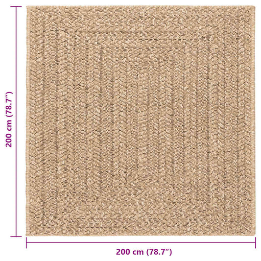 Teppe ZIZUR 200x200 cm jute-utseende innendørs og utendørs