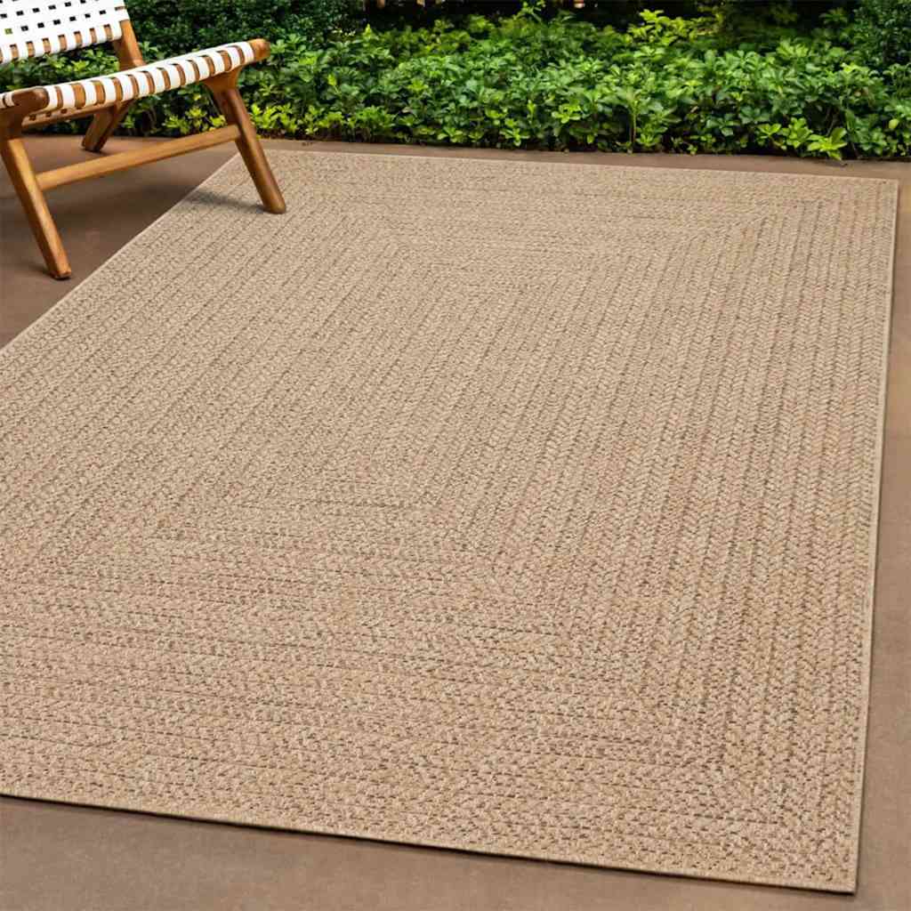 Teppe ZIZUR 200x200 cm jute-utseende innendørs og utendørs