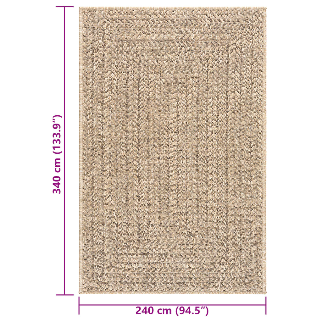 Teppe ZIZUR 240x340 cm jute-utseende innendørs og utendørs