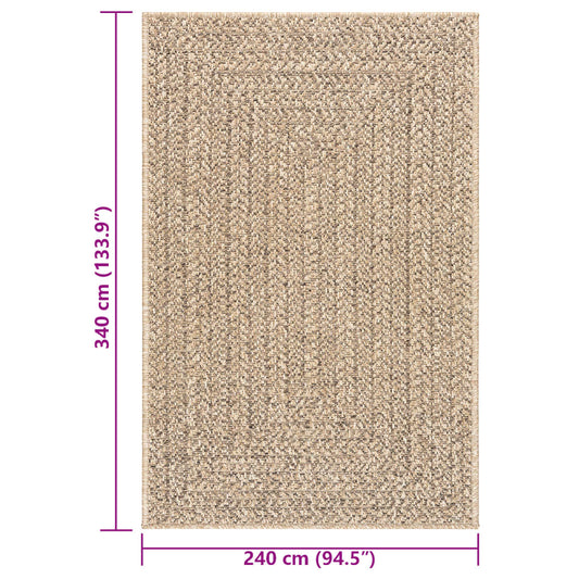 Teppe ZIZUR 240x340 cm jute-utseende innendørs og utendørs