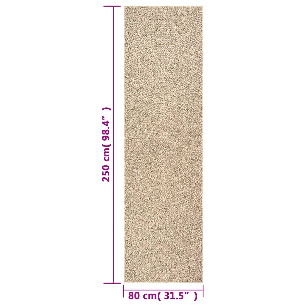 Teppe ZIZUR 80x250 cm jute-utseende innendørs og utendørs