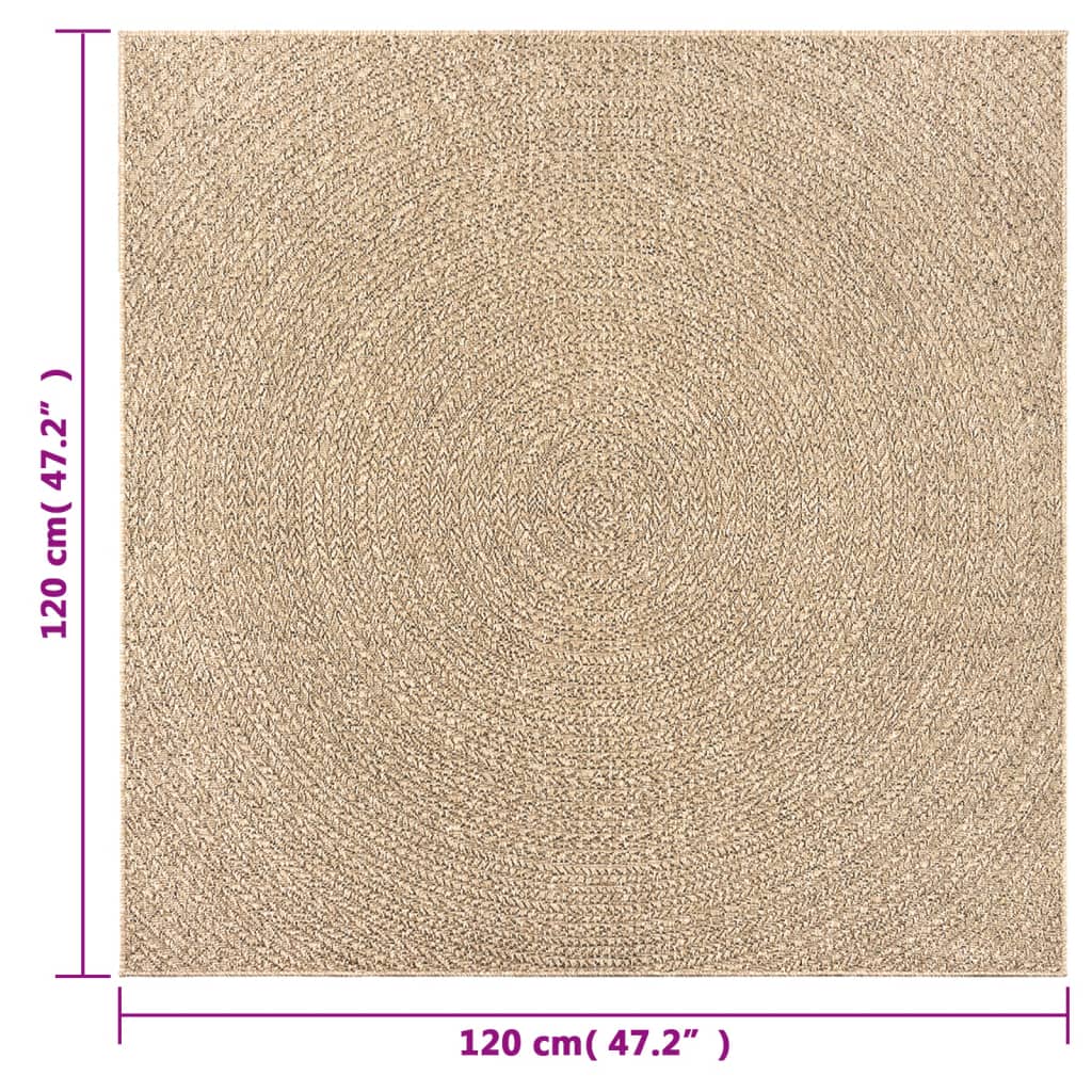 Teppe ZIZUR 120x120 cm jute-utseende innendørs og utendørs