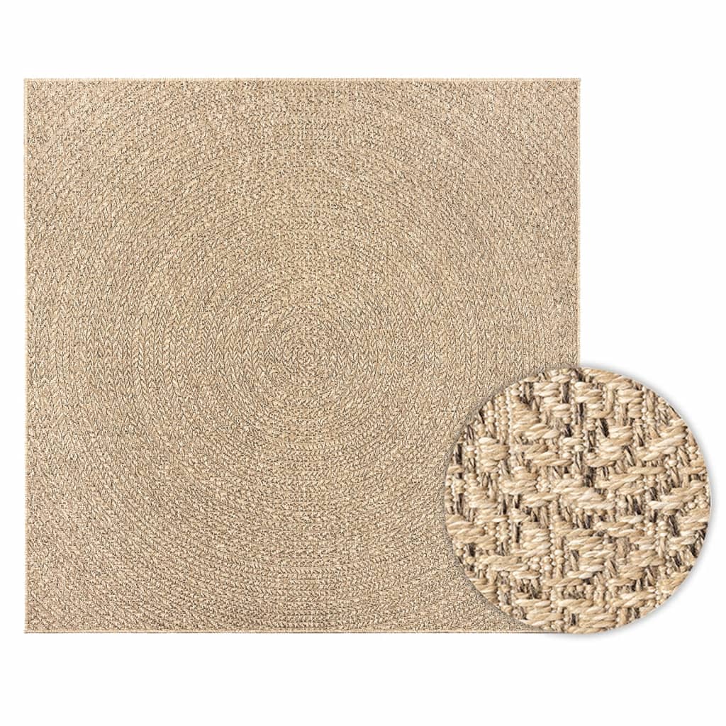 Teppe ZIZUR 200x200 cm jute-utseende innendørs og utendørs