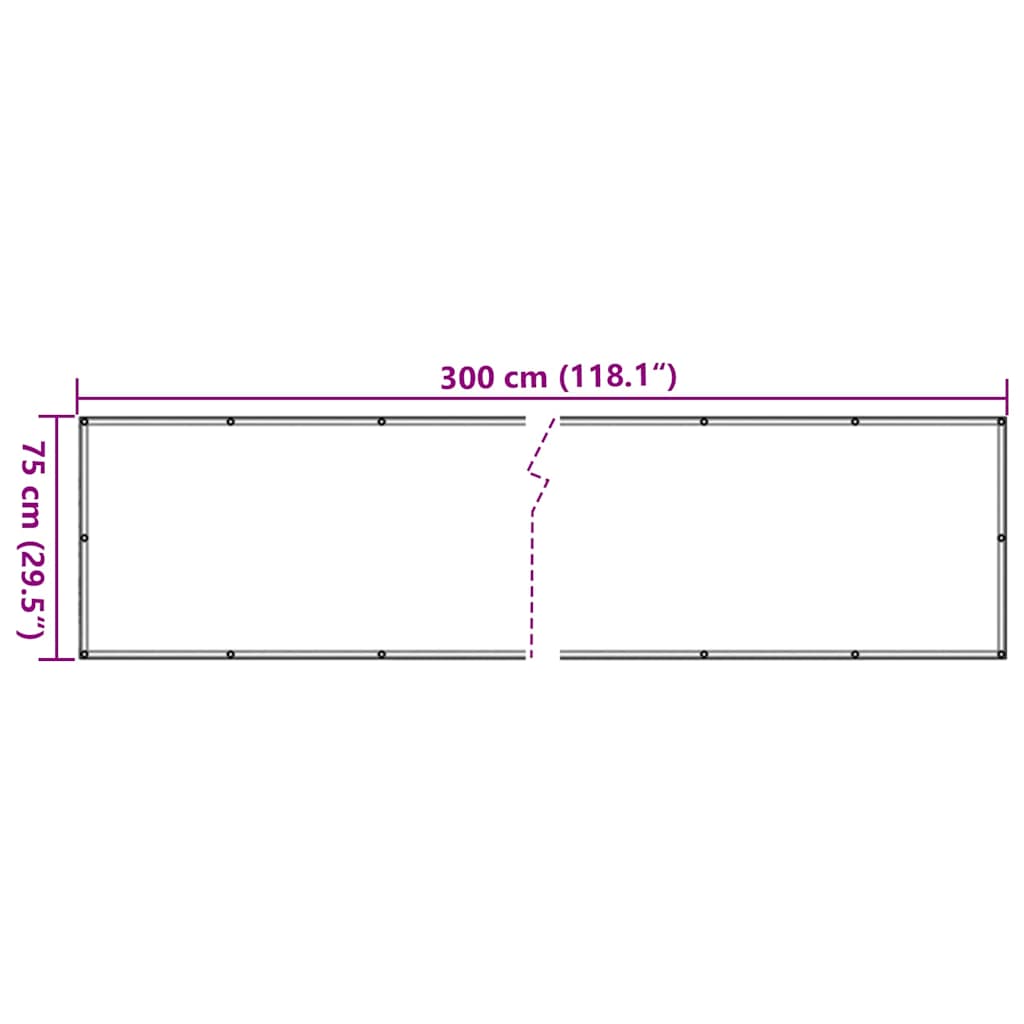 Balkongskjerm hvit 300x75 cm PVC