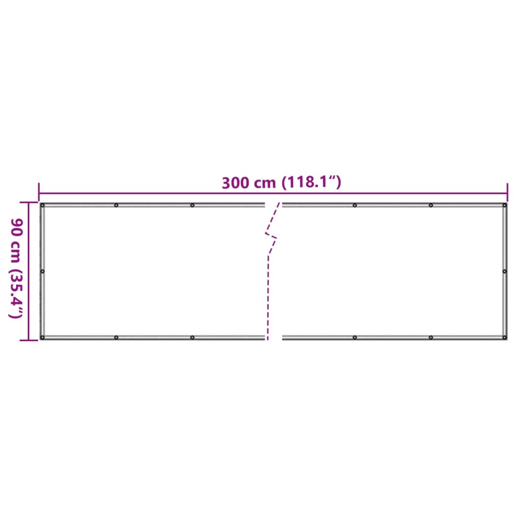 Balkongskjerm hvit 300x90 cm PVC