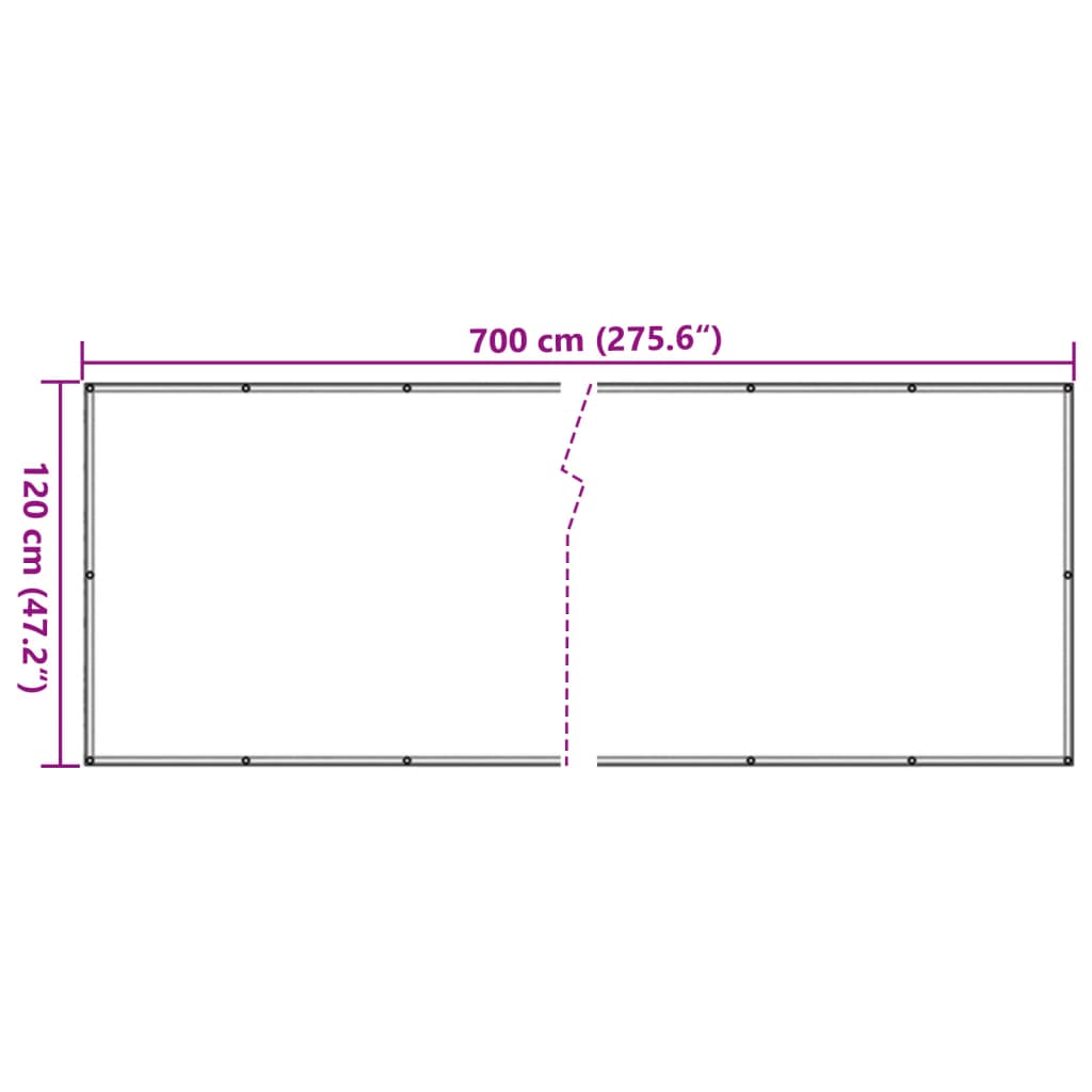 Balkongskjerm antrasitt 700x120 cm PVC