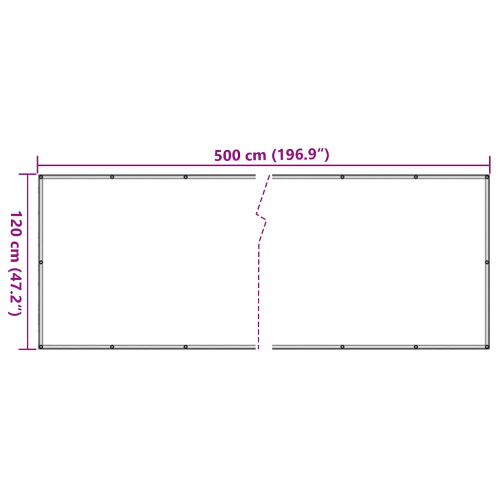 Balkongskjerm med planteutseende grønn 500x120 cm PVC